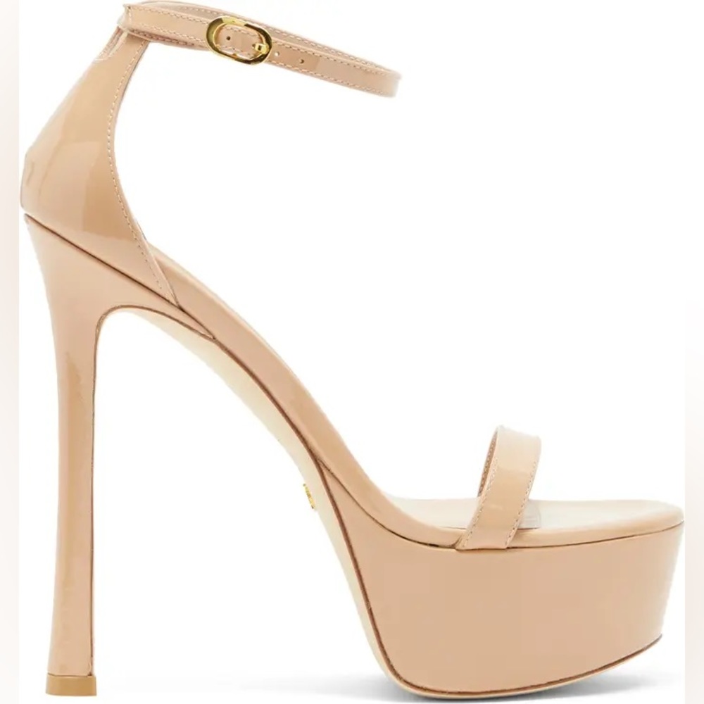 Stuart Weitzman Nudistcurve Hollywood Platform Sandal Nude Heels 8 Brand New